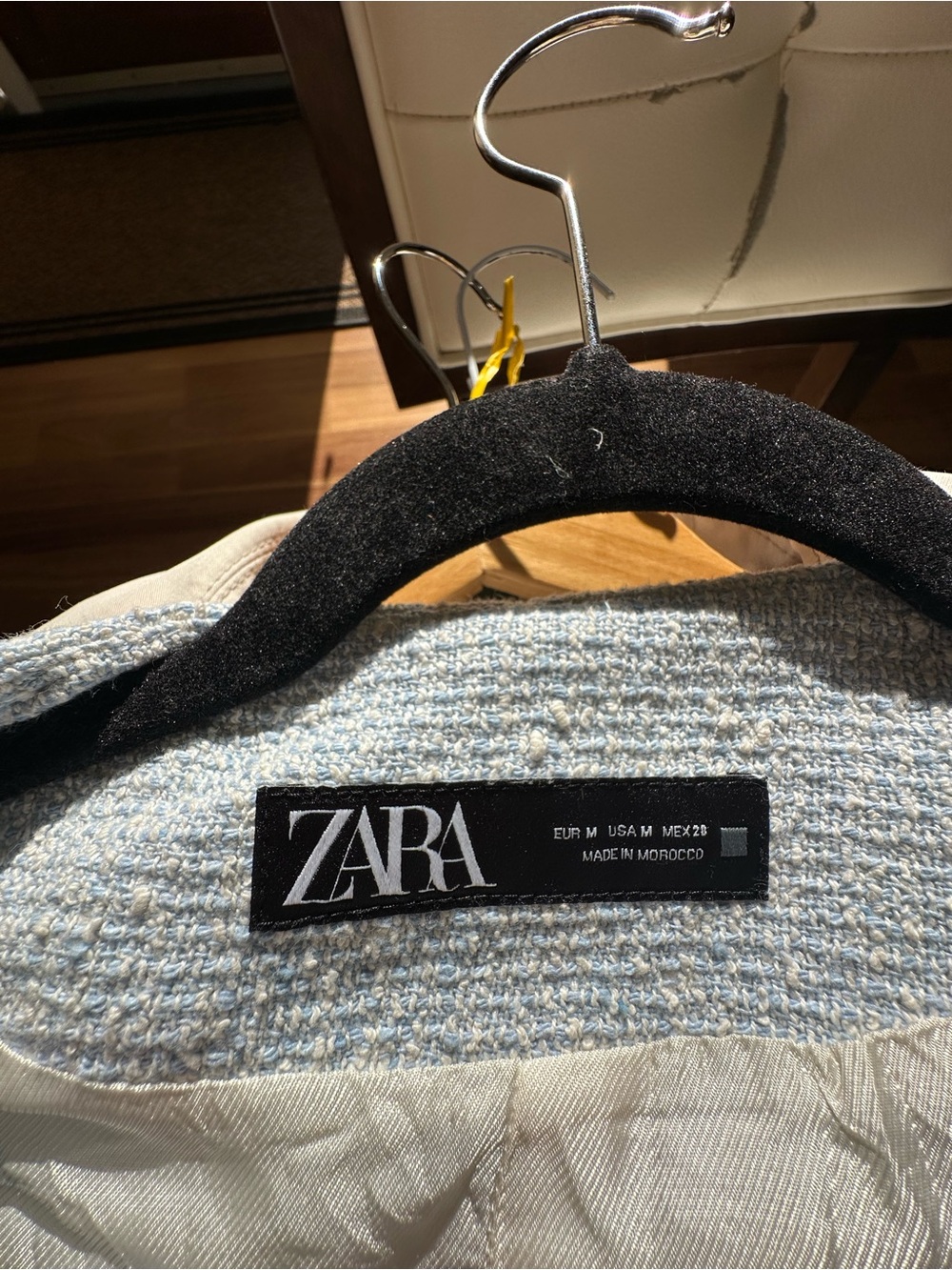 Zara Light Blue Tweed Blazer
